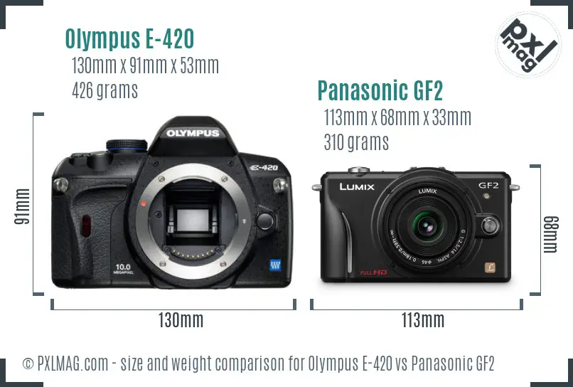 Olympus E-420 vs Panasonic GF2 size comparison