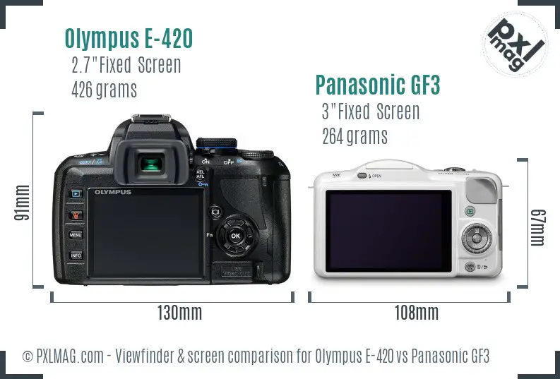 Olympus E-420 vs Panasonic GF3 Screen and Viewfinder comparison