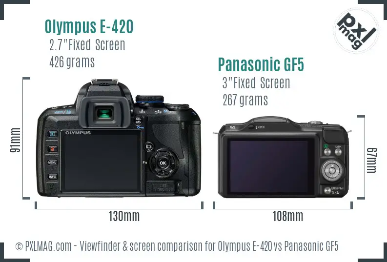 Olympus E-420 vs Panasonic GF5 Screen and Viewfinder comparison