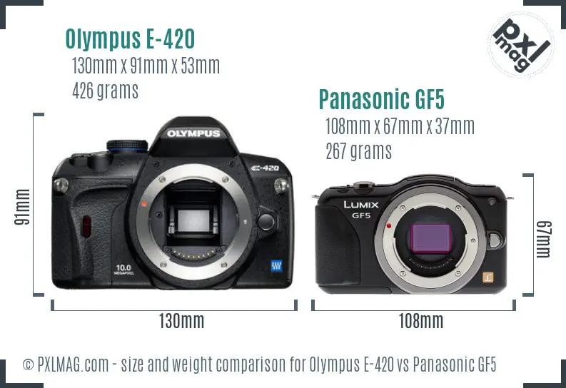 Olympus E-420 vs Panasonic GF5 size comparison