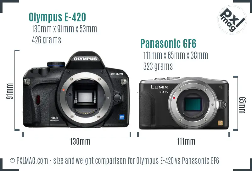 Olympus E-420 vs Panasonic GF6 size comparison