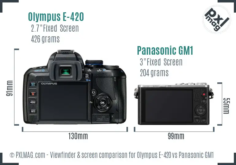 Olympus E-420 vs Panasonic GM1 Screen and Viewfinder comparison