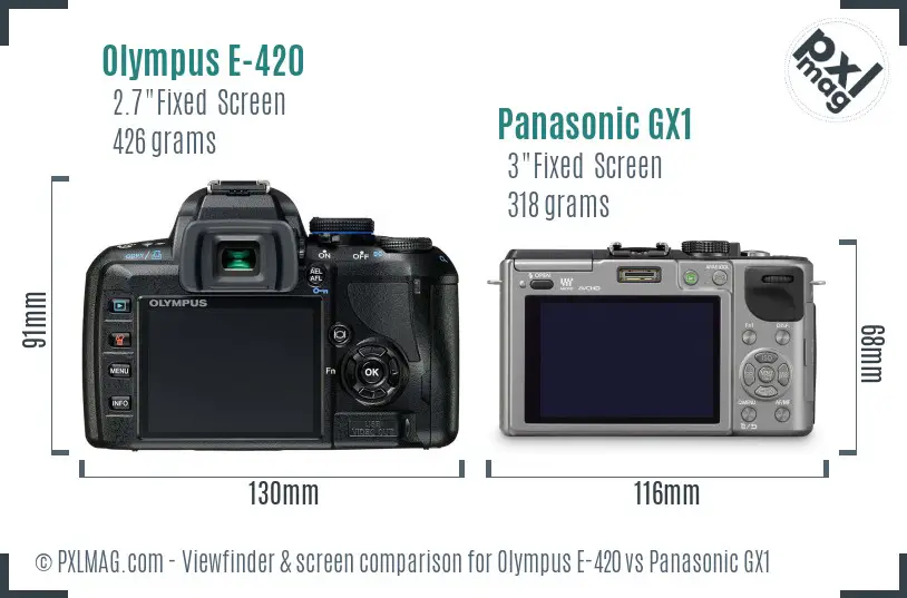 Olympus E-420 vs Panasonic GX1 Screen and Viewfinder comparison