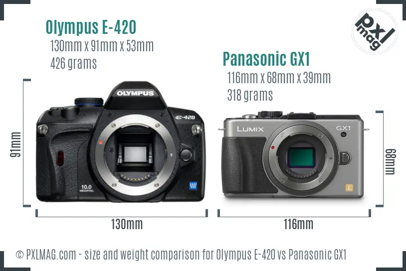 Olympus E-420 vs Panasonic GX1 size comparison