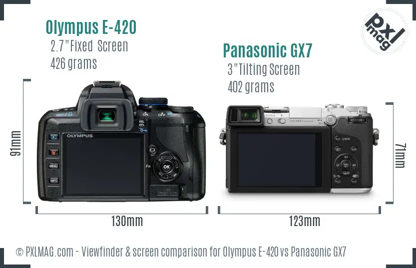 Olympus E-420 vs Panasonic GX7 Screen and Viewfinder comparison