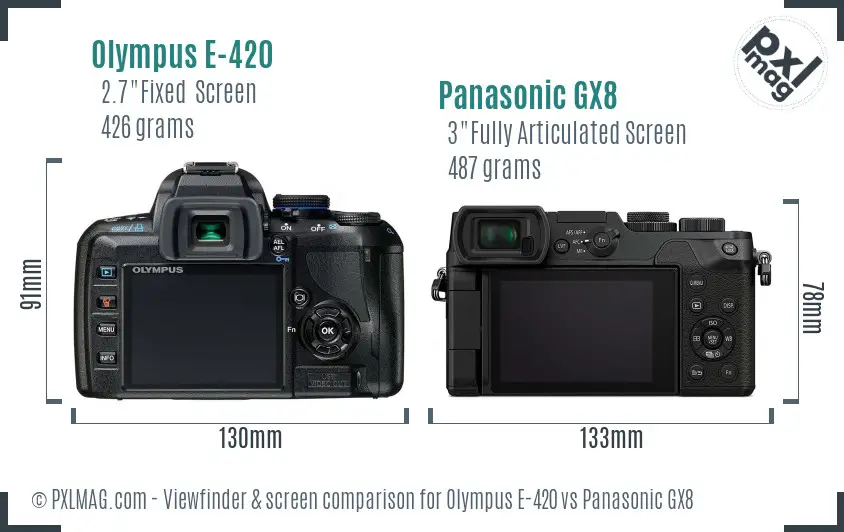 Olympus E-420 vs Panasonic GX8 Screen and Viewfinder comparison Olympus E-420 vs Panasonic GX8 Screen and Viewfinder comparison