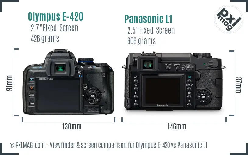 Olympus E-420 vs Panasonic L1 Screen and Viewfinder comparison