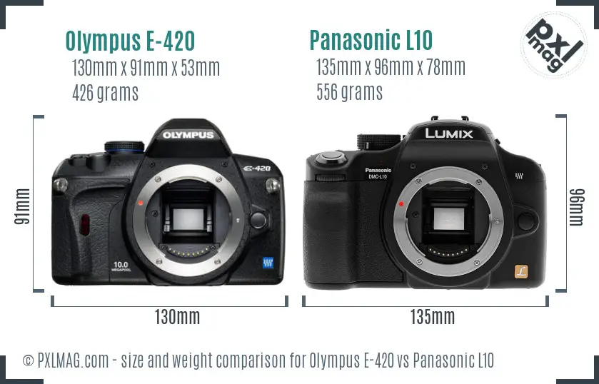 Olympus E-420 vs Panasonic L10 size comparison