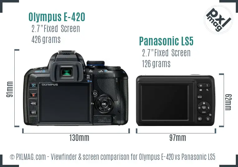 Olympus E-420 vs Panasonic LS5 Screen and Viewfinder comparison