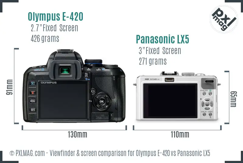 Olympus E-420 vs Panasonic LX5 Screen and Viewfinder comparison