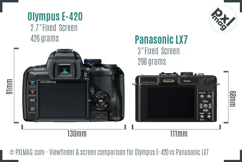 Olympus E-420 vs Panasonic LX7 Screen and Viewfinder comparison