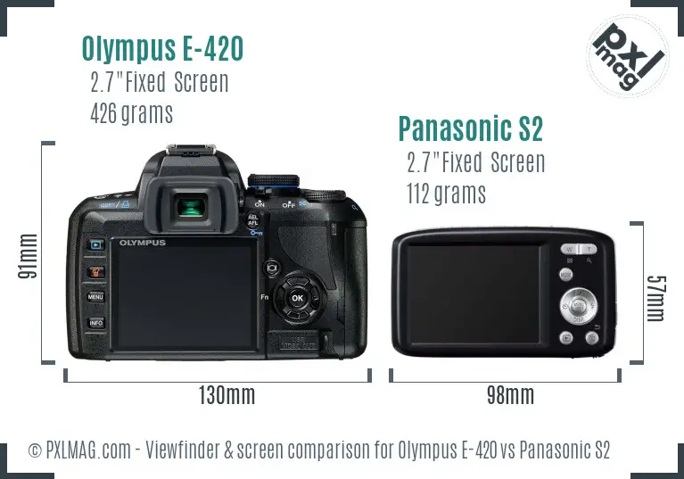 Olympus E-420 vs Panasonic S2 Screen and Viewfinder comparison