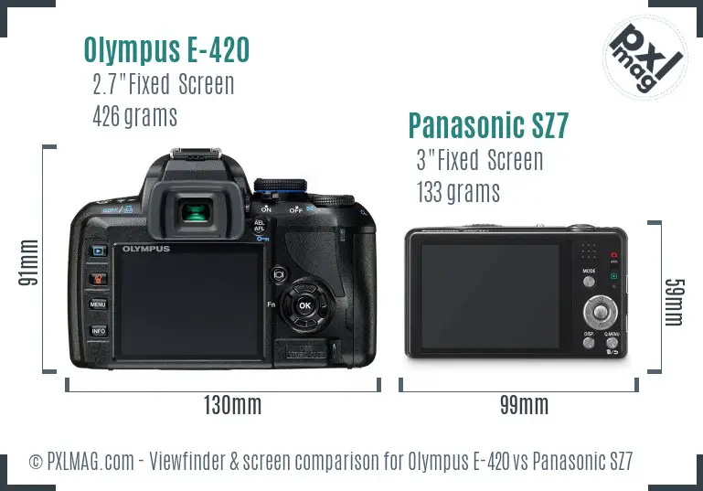 Olympus E-420 vs Panasonic SZ7 Screen and Viewfinder comparison