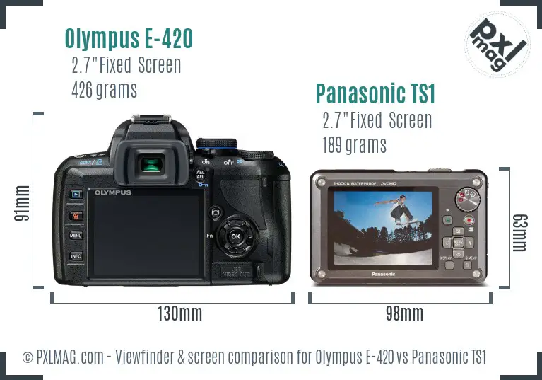 Olympus E-420 vs Panasonic TS1 Screen and Viewfinder comparison