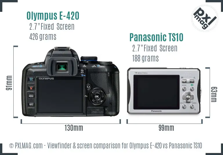 Olympus E-420 vs Panasonic TS10 Screen and Viewfinder comparison