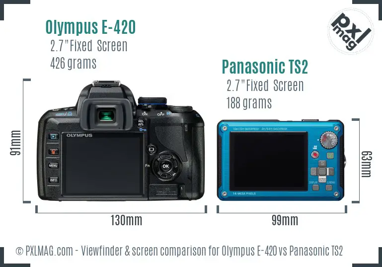 Olympus E-420 vs Panasonic TS2 Screen and Viewfinder comparison