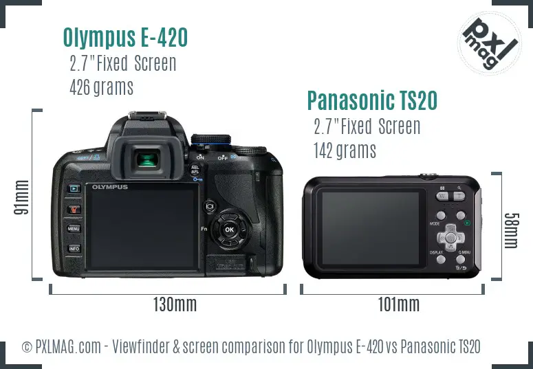 Olympus E-420 vs Panasonic TS20 Screen and Viewfinder comparison