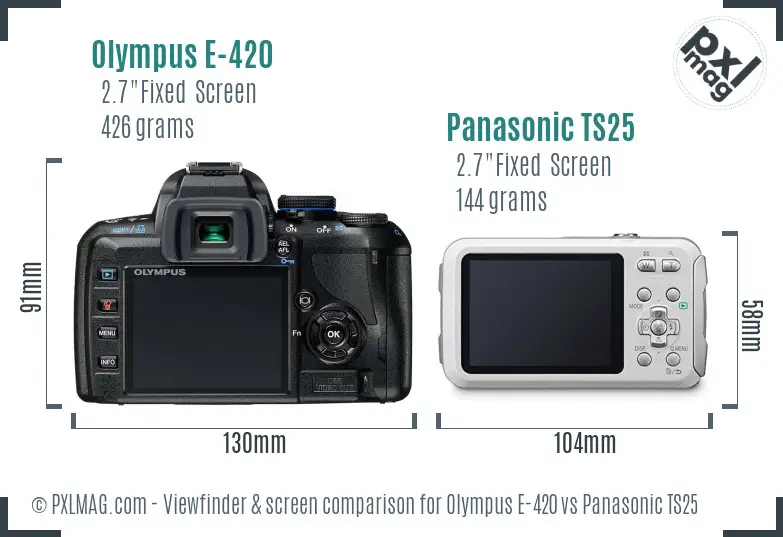 Olympus E-420 vs Panasonic TS25 Screen and Viewfinder comparison