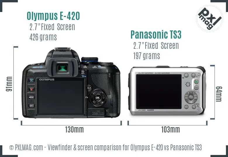 Olympus E-420 vs Panasonic TS3 Screen and Viewfinder comparison