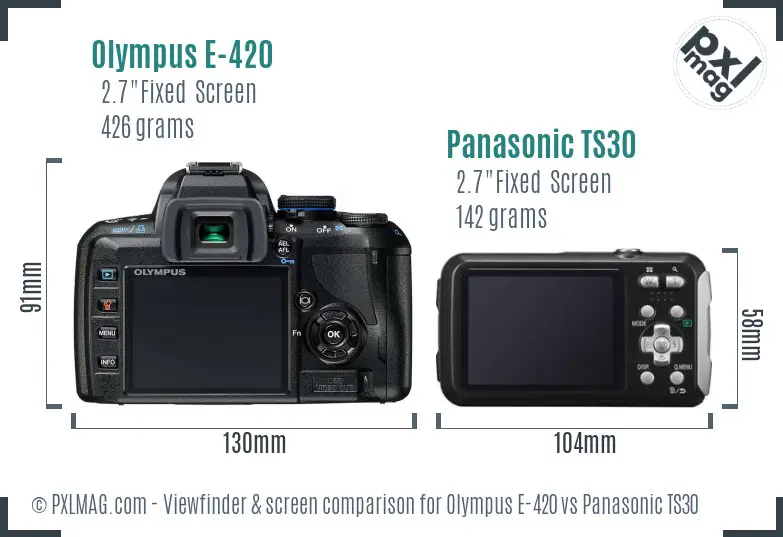 Olympus E-420 vs Panasonic TS30 Screen and Viewfinder comparison