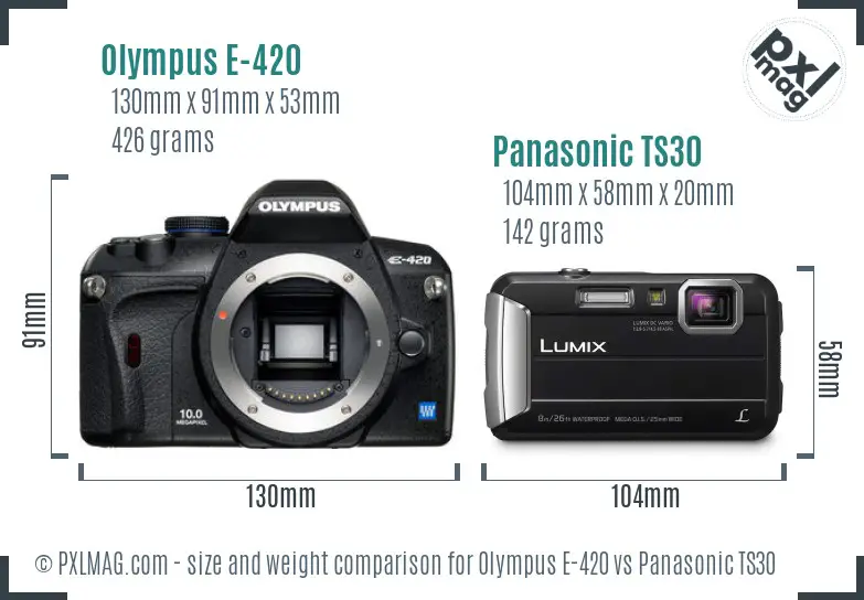 Olympus E-420 vs Panasonic TS30 size comparison