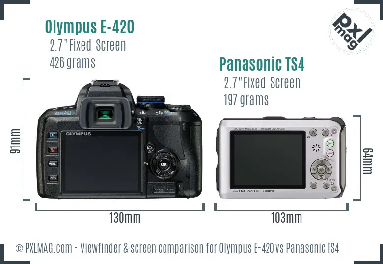 Olympus E-420 vs Panasonic TS4 Screen and Viewfinder comparison