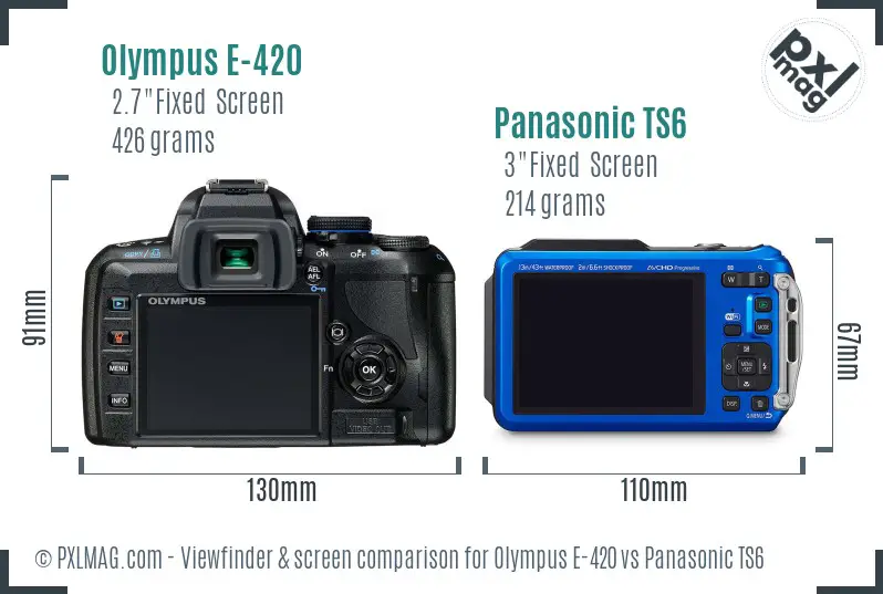 Olympus E-420 vs Panasonic TS6 Screen and Viewfinder comparison