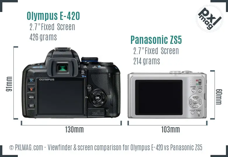 Olympus E-420 vs Panasonic ZS5 Screen and Viewfinder comparison