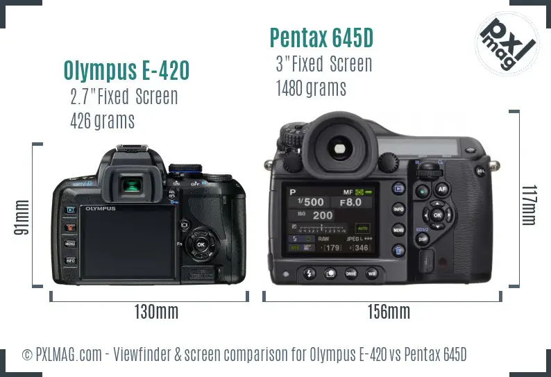 Olympus E-420 vs Pentax 645D Screen and Viewfinder comparison