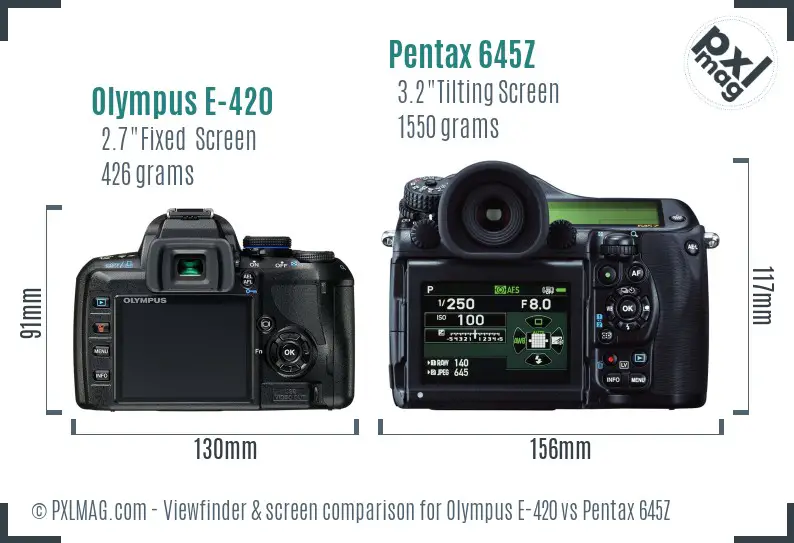 Olympus E-420 vs Pentax 645Z Screen and Viewfinder comparison