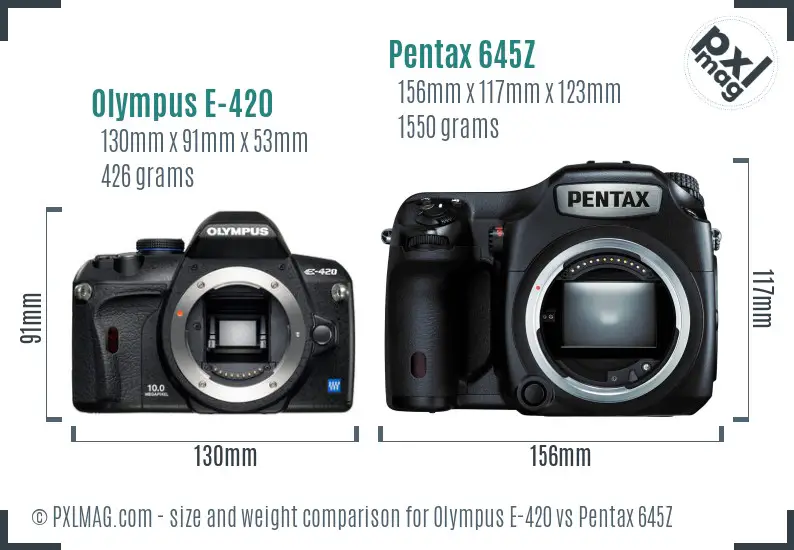 Olympus E-420 vs Pentax 645Z size comparison