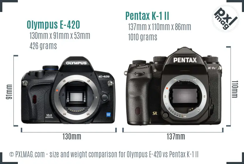 Olympus E-420 vs Pentax K-1 II size comparison