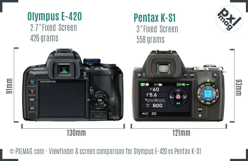 Olympus E-420 vs Pentax K-S1 Screen and Viewfinder comparison