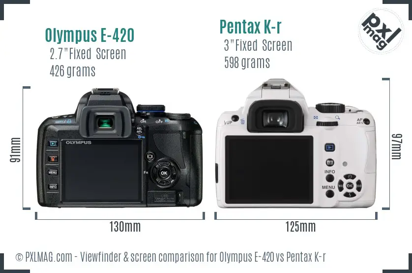 Olympus E-420 vs Pentax K-r Screen and Viewfinder comparison