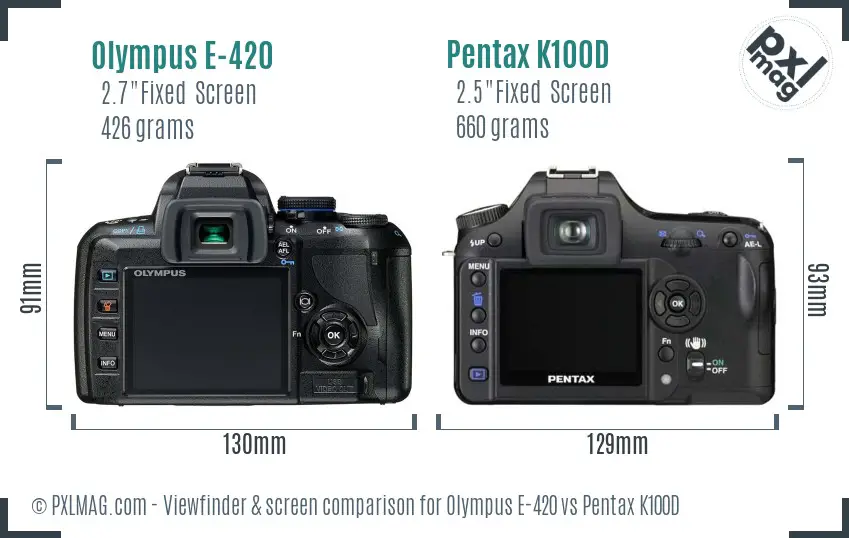 Olympus E-420 vs Pentax K100D Screen and Viewfinder comparison