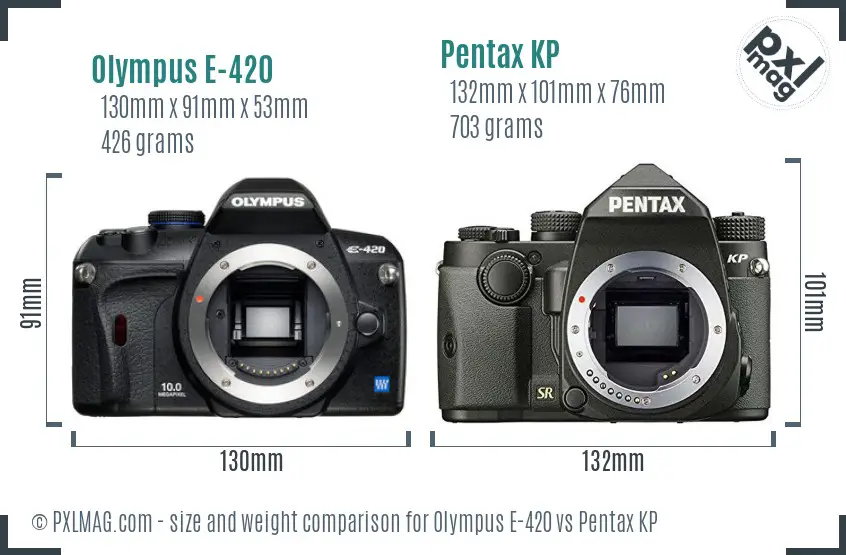 Olympus E-420 vs Pentax KP size comparison