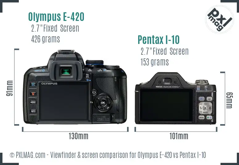 Olympus E-420 vs Pentax I-10 Screen and Viewfinder comparison