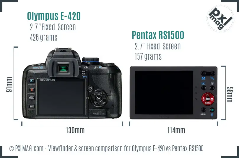 Olympus E-420 vs Pentax RS1500 Screen and Viewfinder comparison