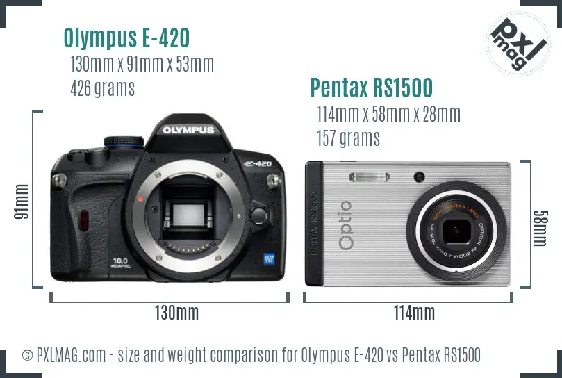 Olympus E-420 vs Pentax RS1500 size comparison