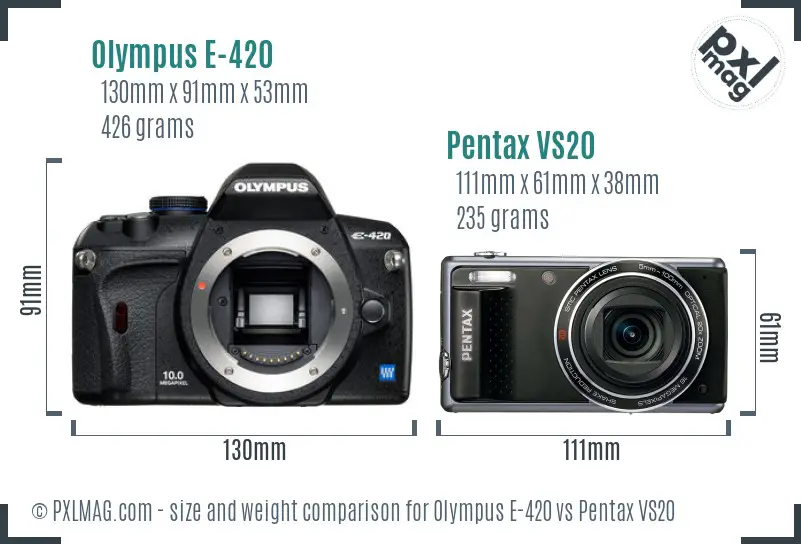 Olympus E-420 vs Pentax VS20 size comparison
