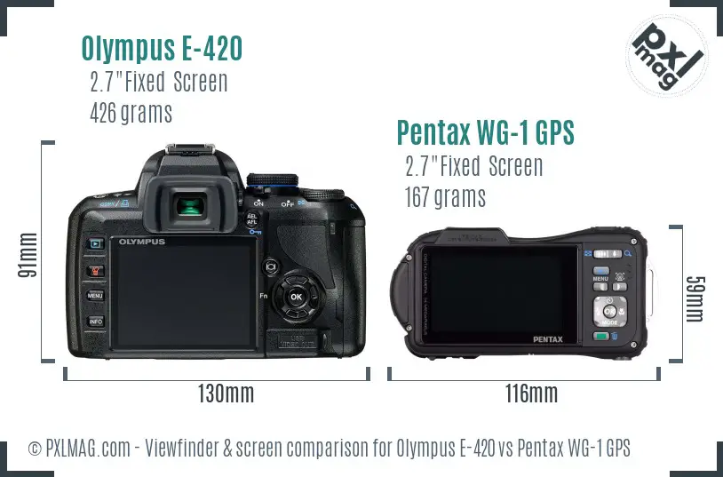 Olympus E-420 vs Pentax WG-1 GPS Screen and Viewfinder comparison
