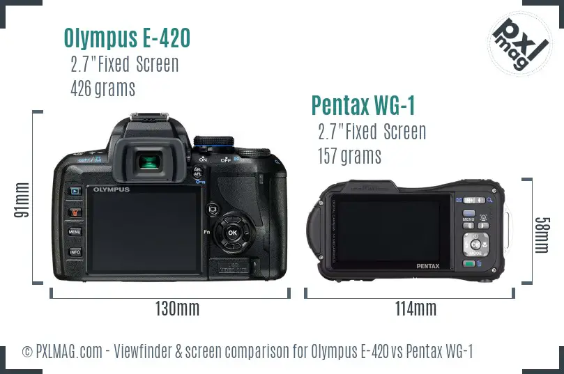 Olympus E-420 vs Pentax WG-1 Screen and Viewfinder comparison
