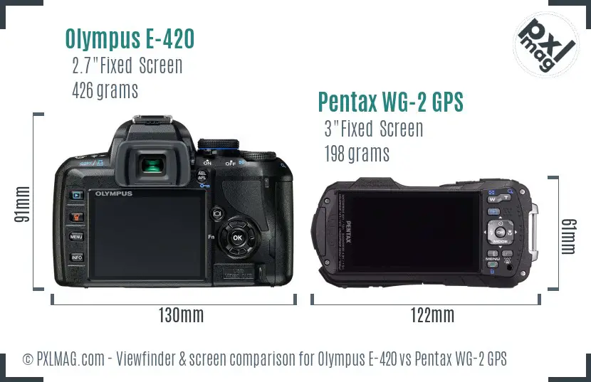 Olympus E-420 vs Pentax WG-2 GPS Screen and Viewfinder comparison