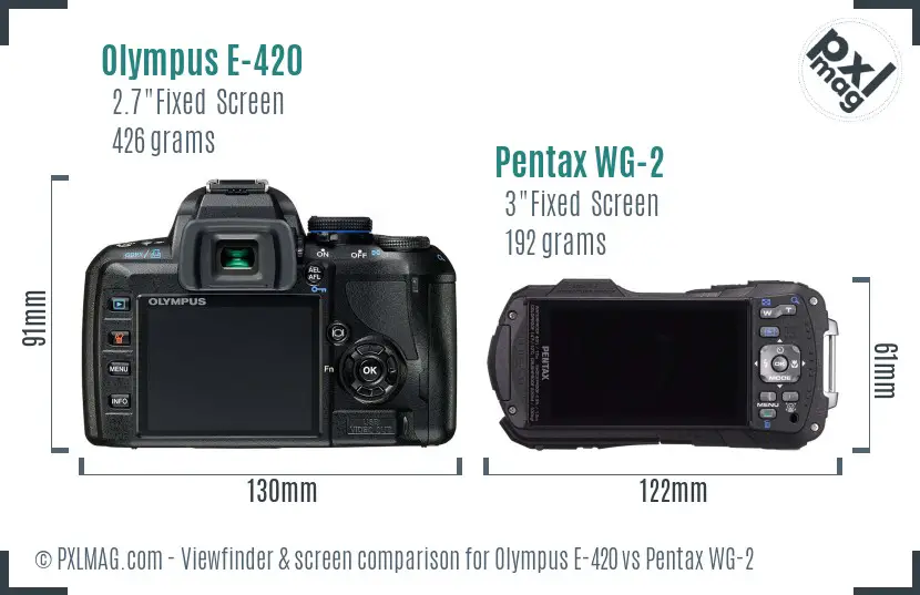 Olympus E-420 vs Pentax WG-2 Screen and Viewfinder comparison