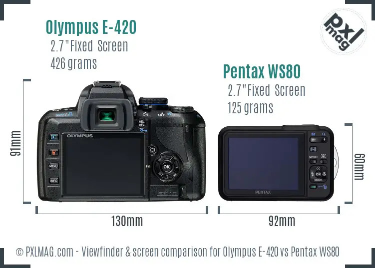 Olympus E-420 vs Pentax WS80 Screen and Viewfinder comparison