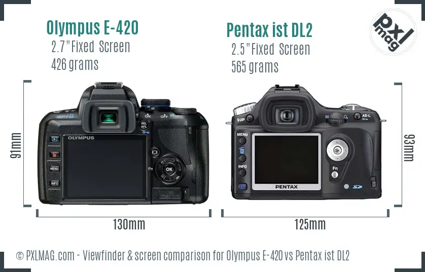 Olympus E-420 vs Pentax ist DL2 Screen and Viewfinder comparison
