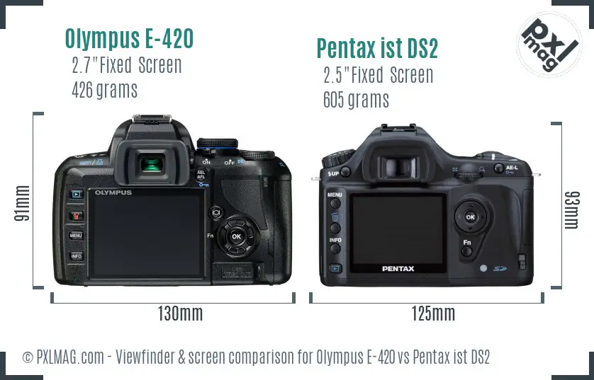 Olympus E-420 vs Pentax ist DS2 Screen and Viewfinder comparison