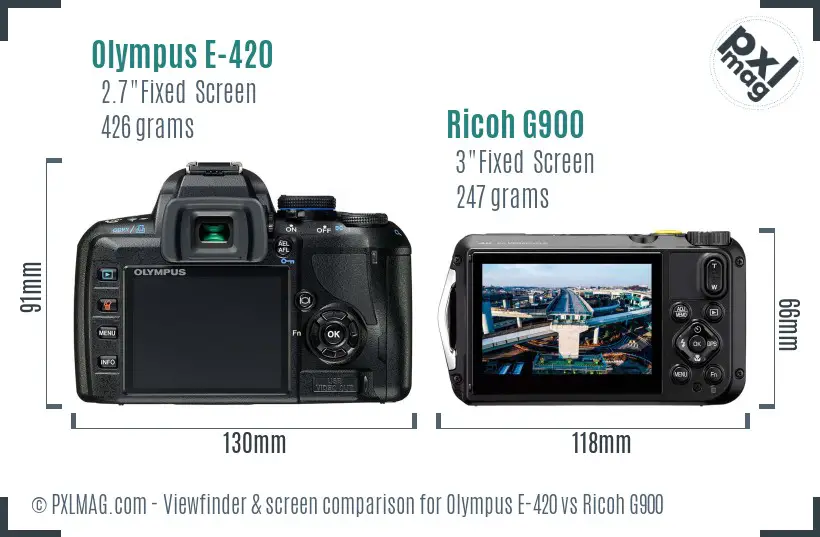 Olympus E-420 vs Ricoh G900 Screen and Viewfinder comparison
