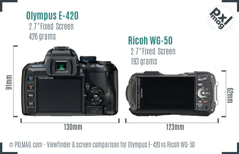 Olympus E-420 vs Ricoh WG-50 Screen and Viewfinder comparison