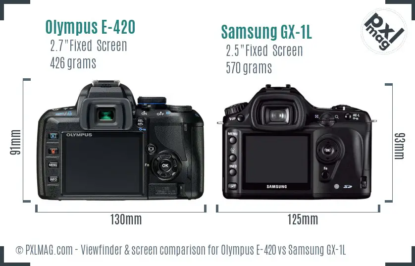 Olympus E-420 vs Samsung GX-1L Screen and Viewfinder comparison